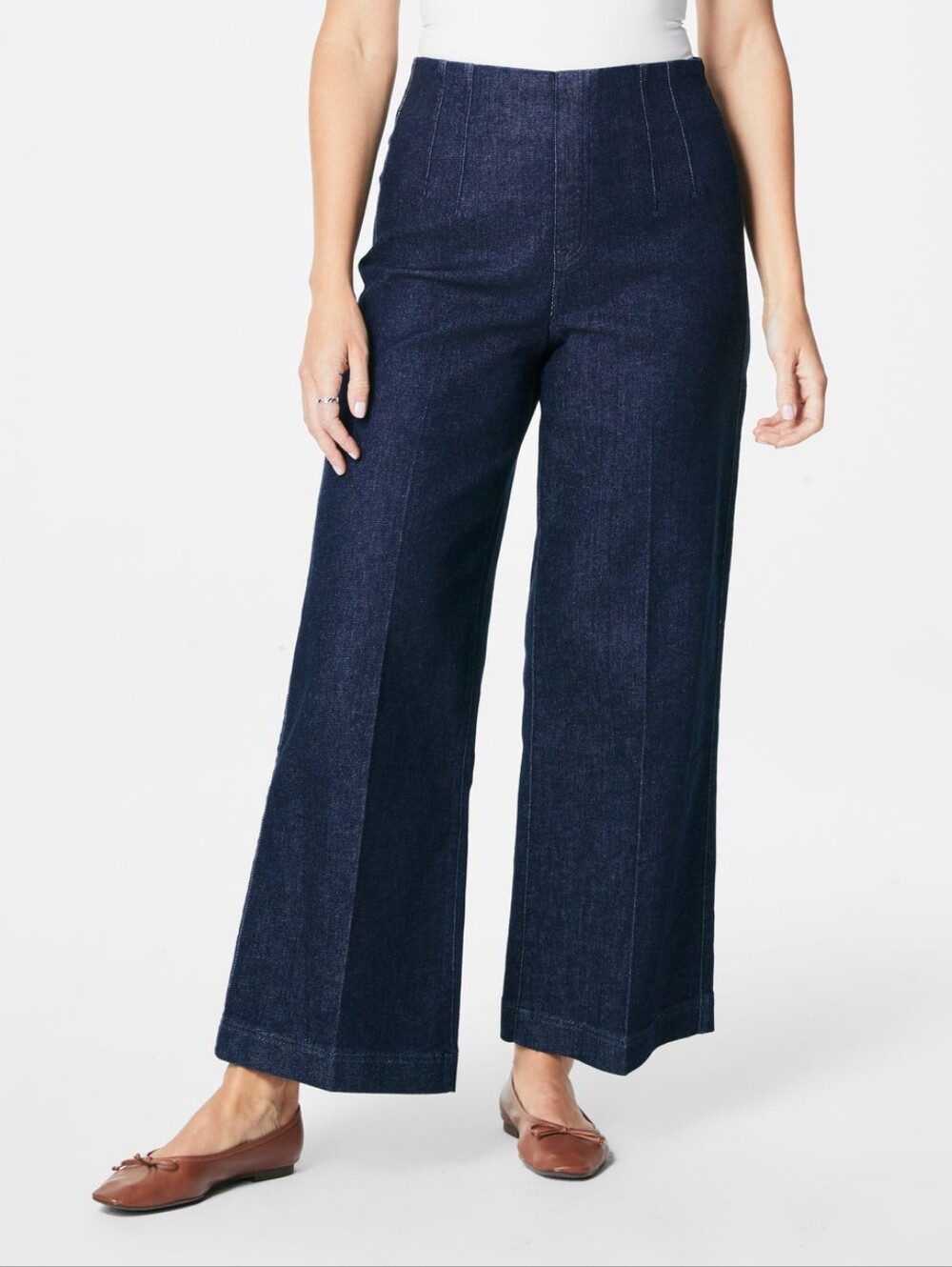 SPANX Everywhere Zero Waistband Crop Wide Leg Jeans Large Petite Spanxshape LP